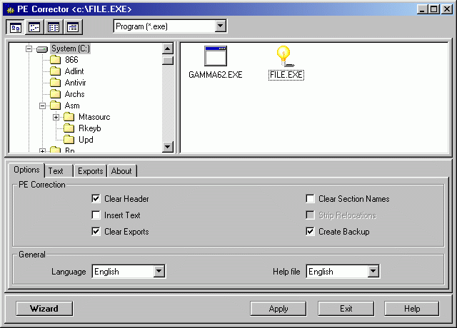 PE Corrector Screenshot